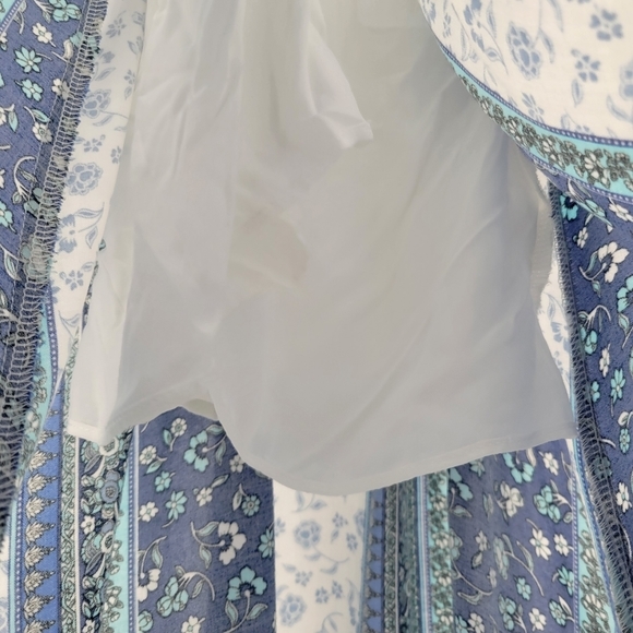 SAGE THE LABEL Yemya Floral Cutout Twist Front Midi Dress Blue - Picture 9 of 16